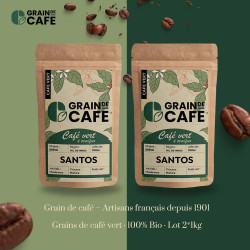 Graindecafé Brésil Santos VERT 1 kg : café NON torréfié à torréfier soi-même