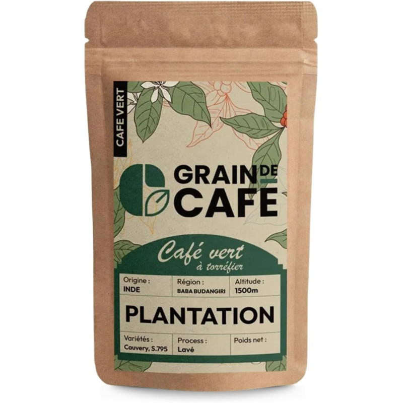 Graindecafé Café Vert Inde Plantation 1 kg : à torréfier soi-même