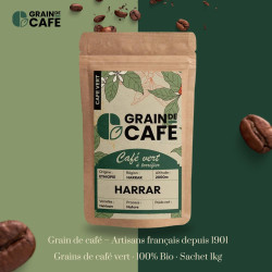 Graindecafé Café Vert Éthiopie Moka Harrar 1 kg : à torréfier soi-même